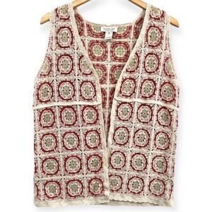 -Rachel Zoe Women's Crochet Sweater Vest NWOT S